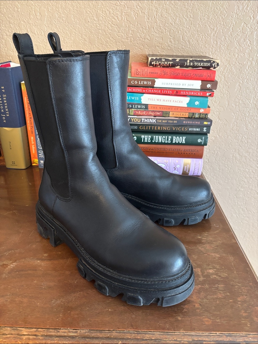 Steve Madden Black Chunky Platform Chelsea Boots